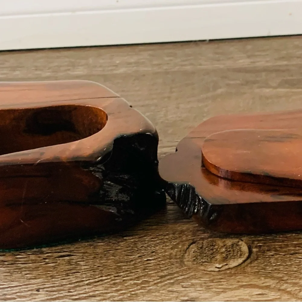 Vintage Wooden Ring Box Red Wood Rustinc Box Handmade